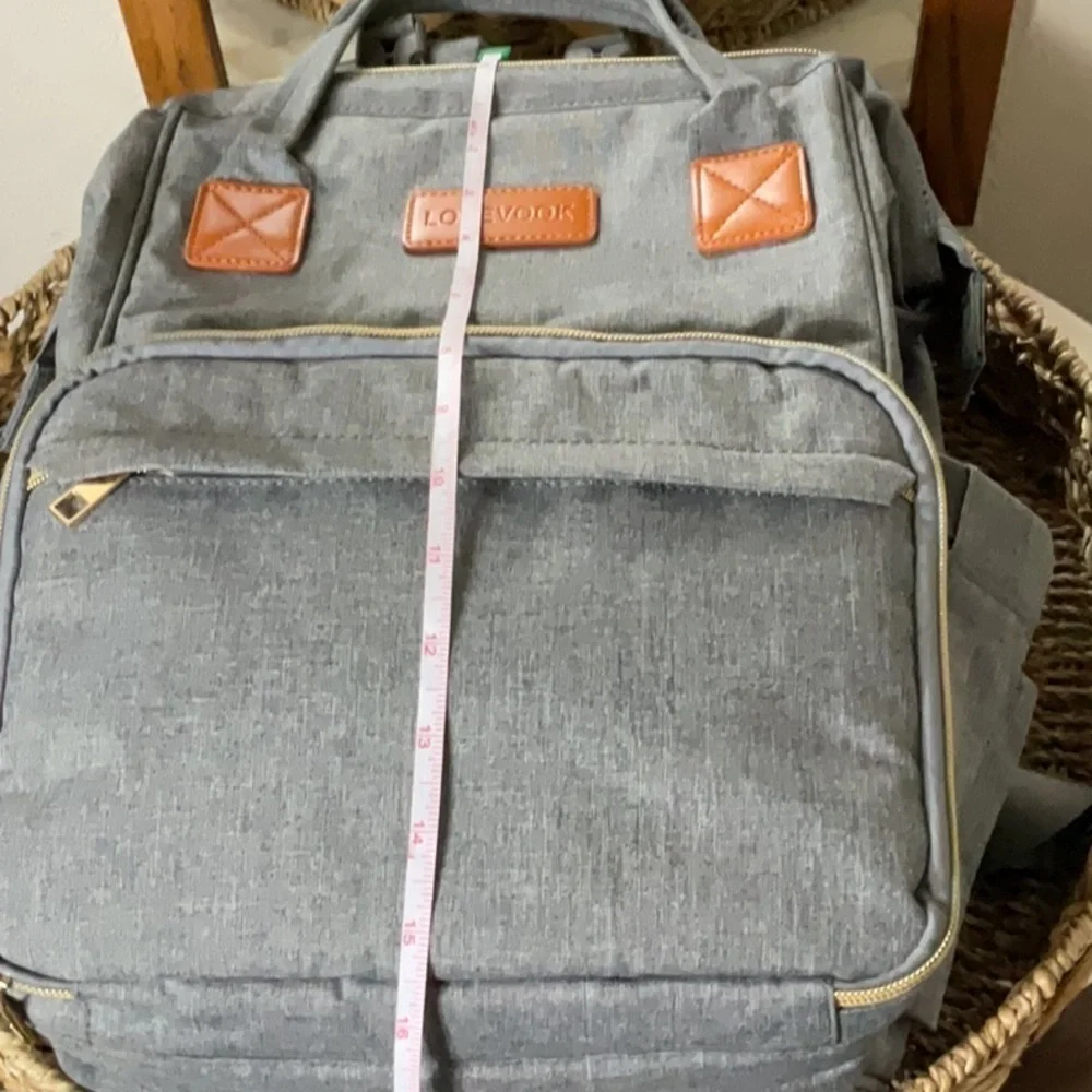 Lovevook cooler Backpack fits 24 pack grey 15 in H x 10 in wide xtra pockets EUC